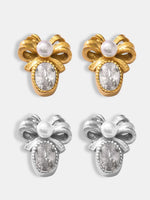 Titanium Steel Bow Stud Earrings