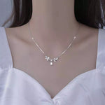 925 Sterling Silver Zircon Flower Necklace