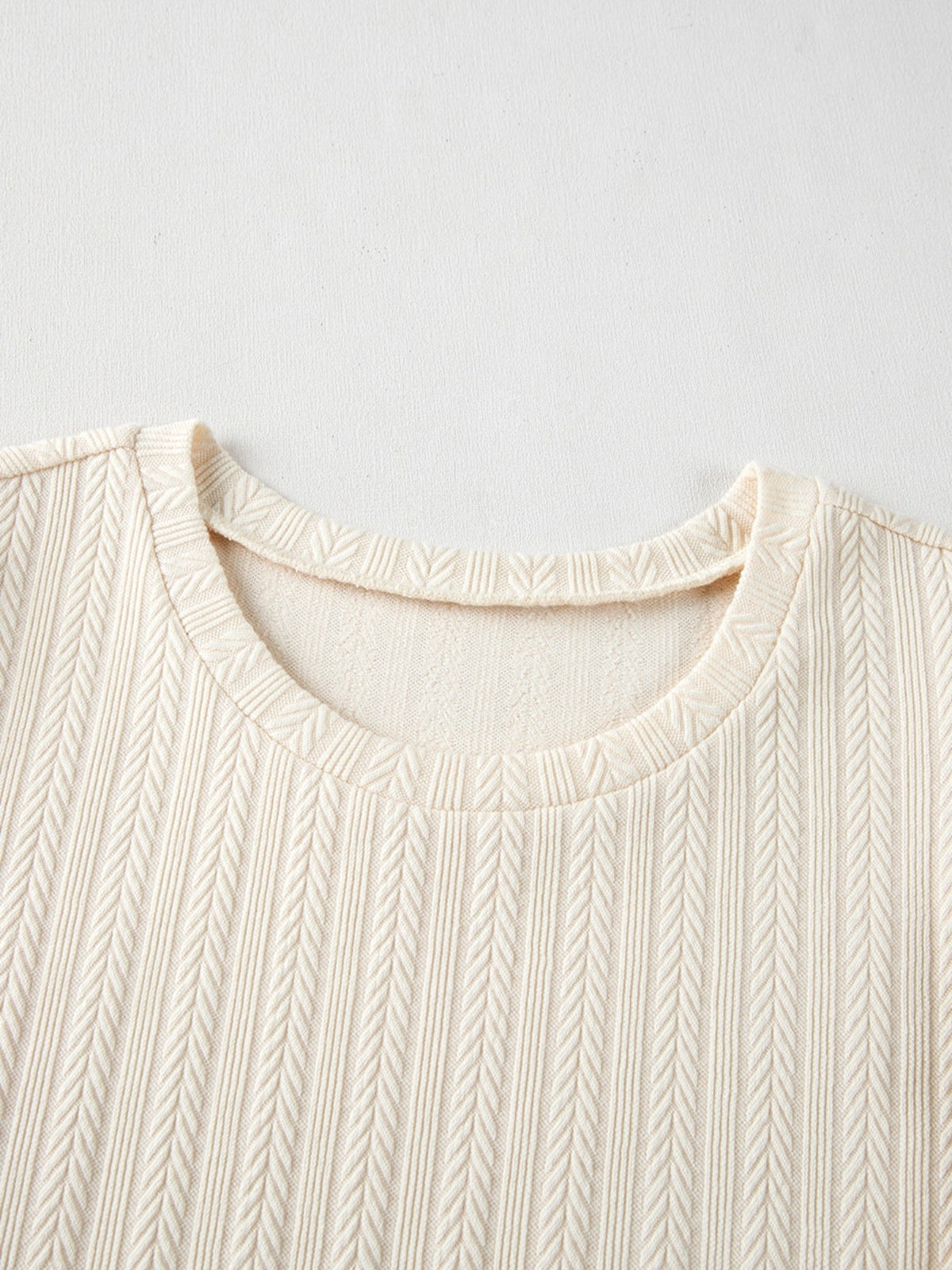 Textured Knit Round Neck Blouse