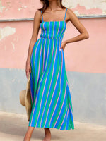Striped Spaghetti Strap Summer Maxi Dress - Ladyez