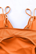 Drawstring Plunge One-Piece Swimwear - Ladyez