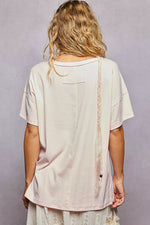 POL Round Neck Short Sleeve T-Shirt with High Low Hem
