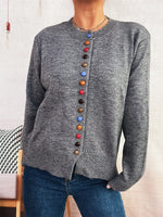 Button-Front Cardigan with Colorful Detail Buttons