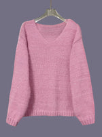 Sqeuin Fuzzy V-Neck Knit Top