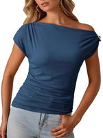 One-Shoulder Ruched Blouse