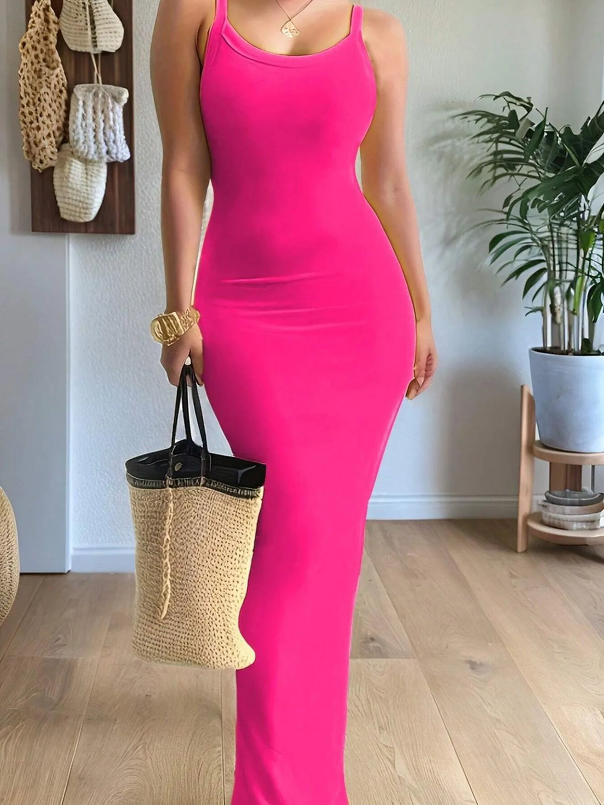 Scoop Neck Maxi Cami Dress - Ladyez