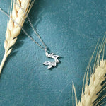 925 Sterling Silver Zircon Leaf Pendant Necklace