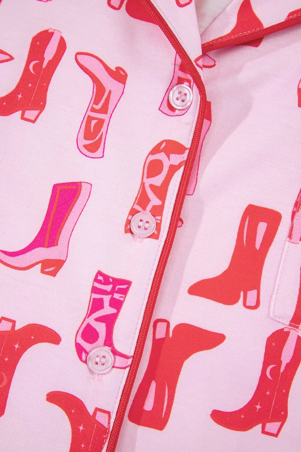 Cowgirl Boots Printed Shirt and Shorts Set - Ladyez