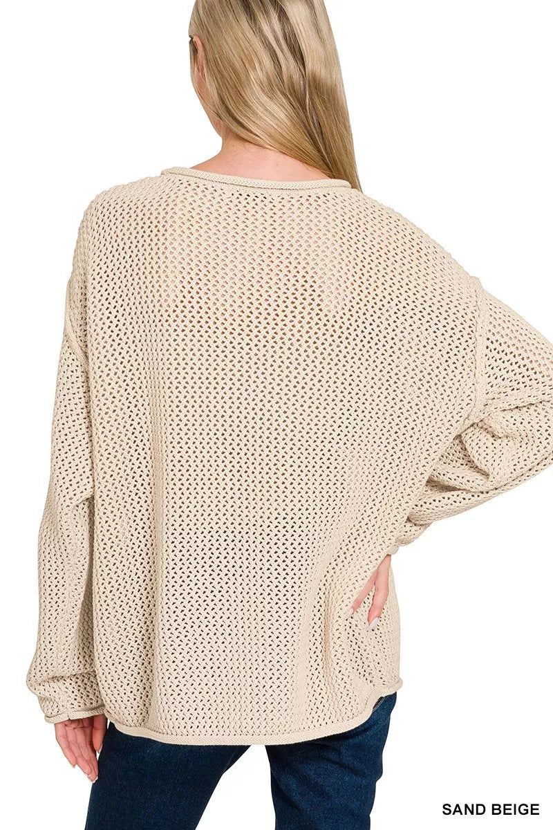 Zenana American Flag Crew Neck Sweater