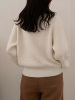 Button-Decorated Round Neck Sweater