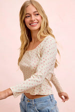 BiBi Floral Printed Spandex Jersey Long Sleeve Top