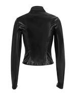 Zip Up Long Sleeve Leather Jacket