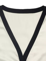 Contrast Trim V-Neck Blouse