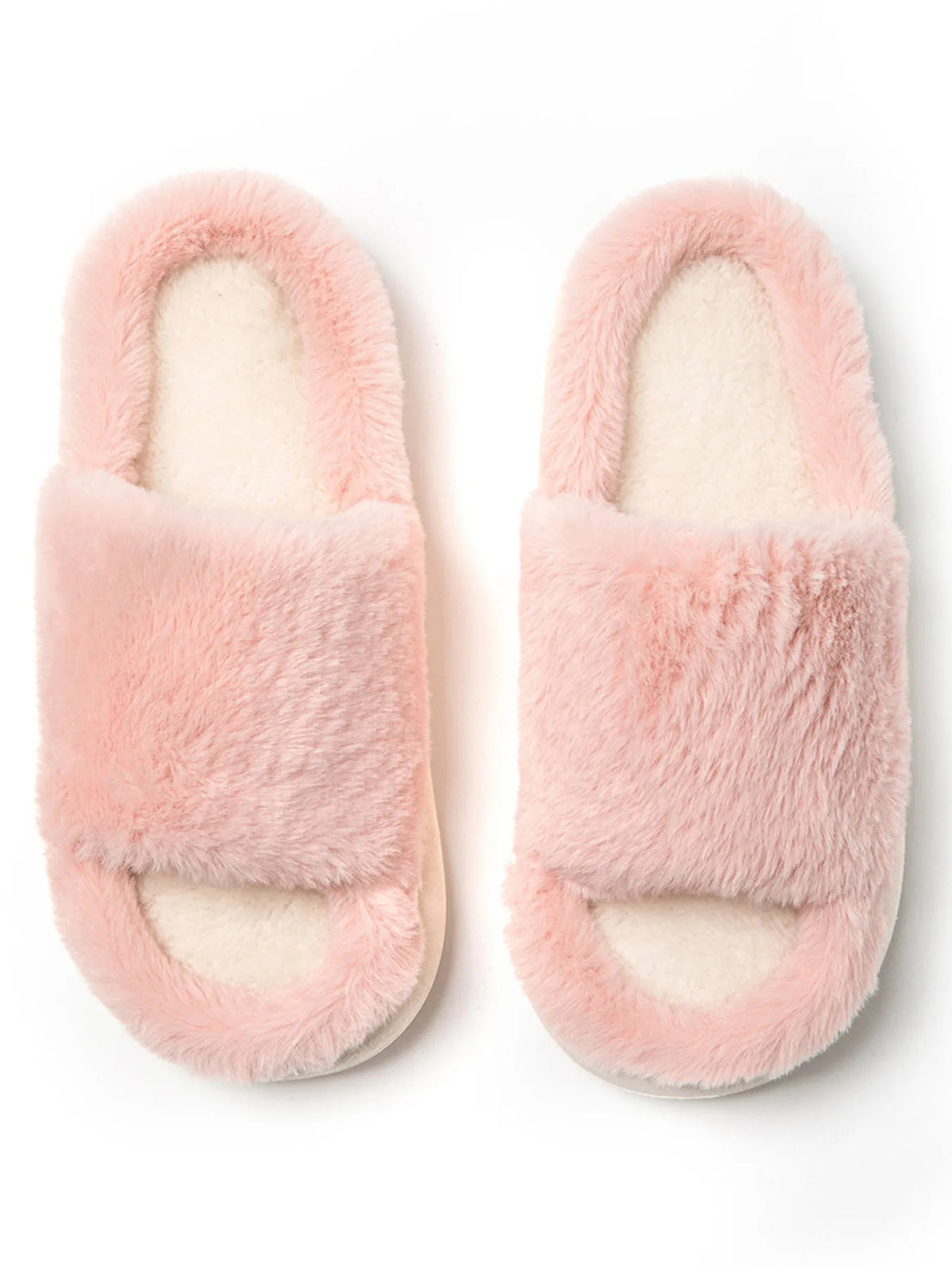 Fluffy Open Toe Comfort Slippers - Ladyez