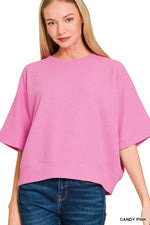 Zenana Double Knit Banded Bottom Short Sleeve Top