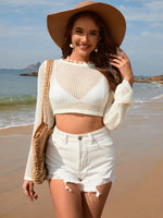Openwork Long Sleeve Cover-Up - Ladyez