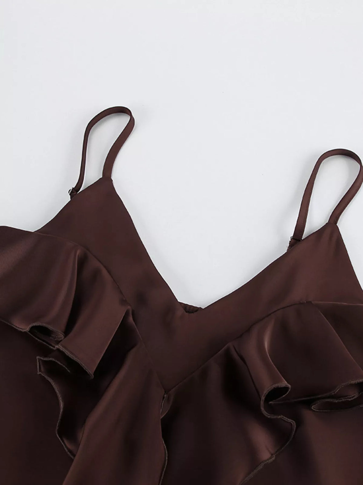 Ruffle V-Neck Cami and Wide-Leg Pants Two-Piece Set