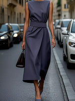 Round Neck Sleeveless Midi Dress