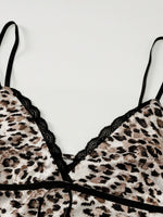 Leopard Print Lace Trim Cami