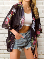Open Front Half Sleeve Cover-Up - Ladyez
