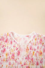 Floral Print Tie-Neck Blouse