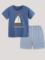 Children's Sailboat Graphic Tee and Striped Shorts Set