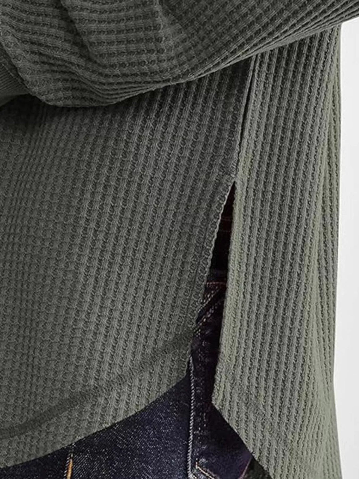 Slit Notched Long Sleeve T-Shirt