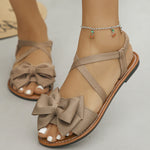 Bow-Decor Crisscross Ankle Strap Sandals