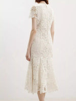 Lace Short Sleeve Mermaid Dress