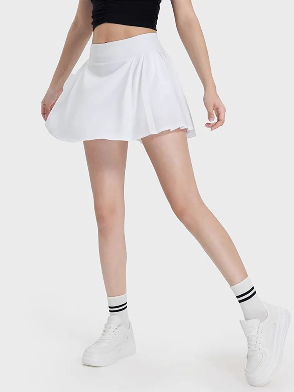 Millennia Pleated Detail Mid-Rise Waist Active Skirt - Ladyez
