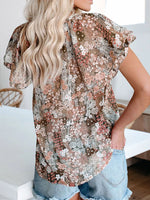 Full Size Floral Print V-Neck Shirt Plus Size