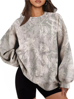 Oversized Printed Crew Neck Sweatshirt