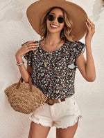 Floral Print Ruffle Sleeve Blouse