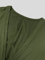 Ruched Deep V-Neck Bodycon Midi Dress