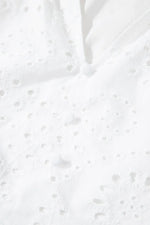 Eyelet Notched Short Sleeve Blouse