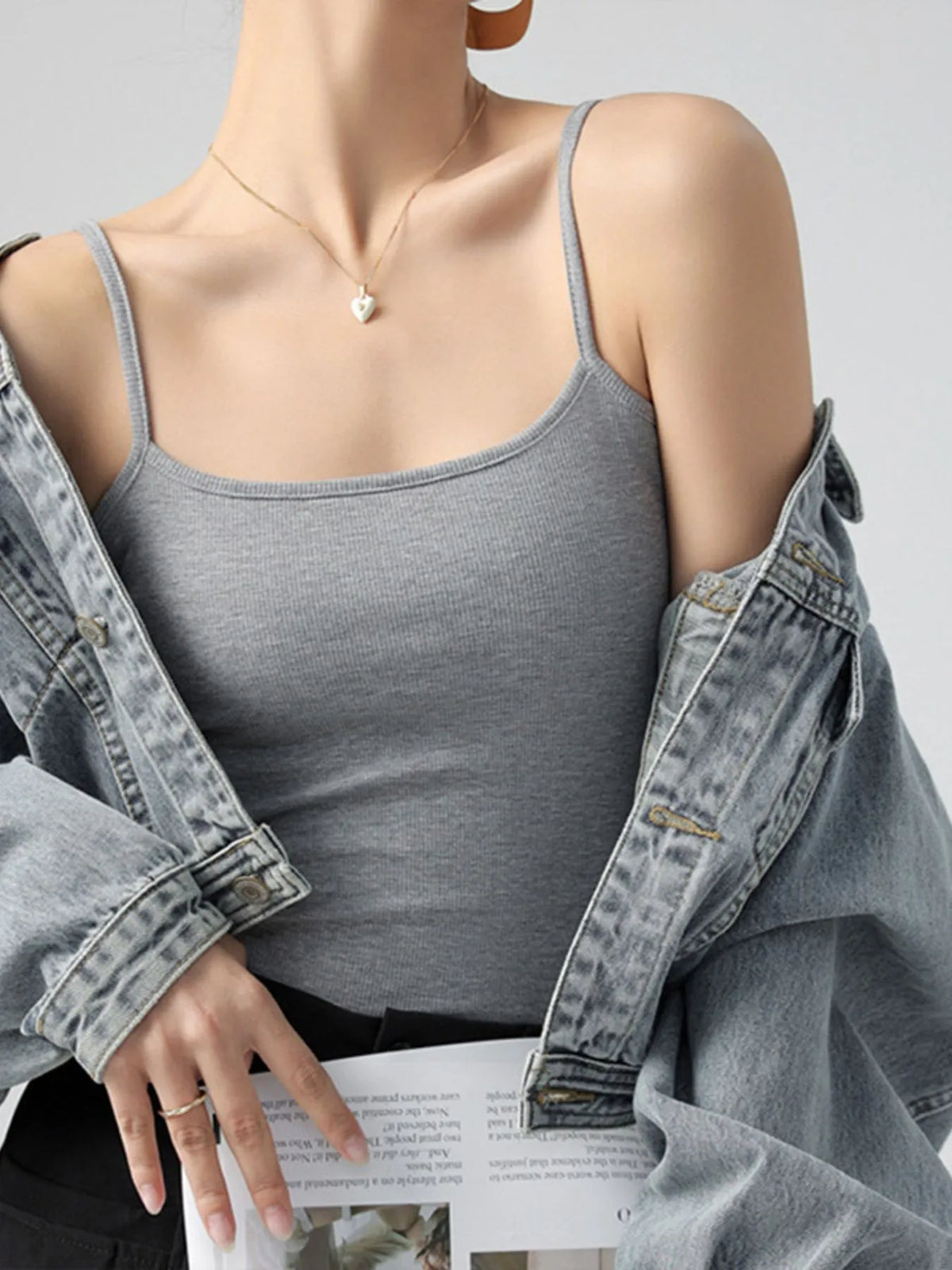 Ribbed Scoop Neck Cami Top - Ladyez