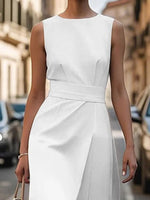 Round Neck Sleeveless Midi Dress - Ladyez