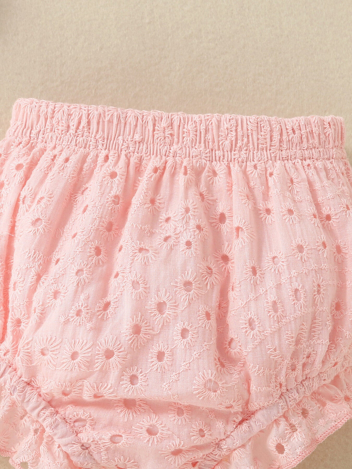 Children's Eyelet Embroidered Ruffled Top and Shorts Set