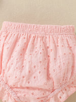 Children's Eyelet Embroidered Ruffled Top and Shorts Set