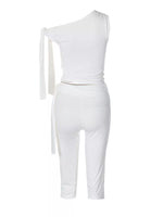 Tied One Shoulder Top and Capris Set