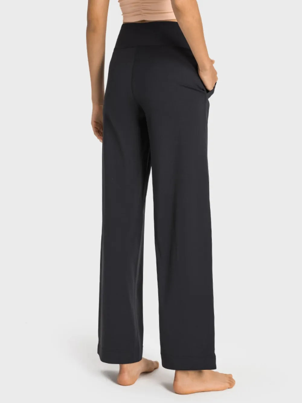 Millennia Drawstring Waist Wide Leg Sports Pants with Pockets - Ladyez