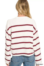 Zenana Wool Blend Striped Sweater