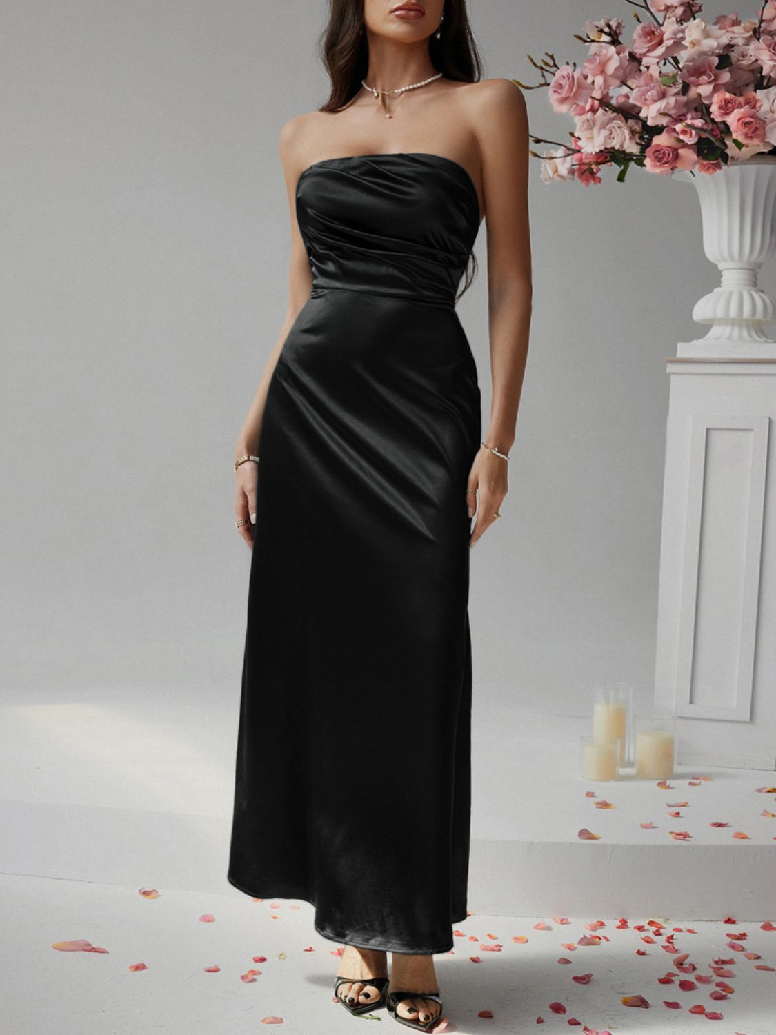 Devine Ruched Tube Maxi Dress - Ladyez