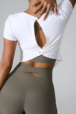 Cutout Round Neck Short Sleeve Active T-Shirt - Ladyez