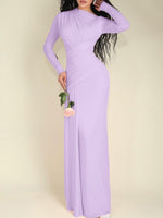Ruched Long Sleeve Mermaid Maxi Dress