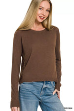 Zenana Lightweight Wool Blend Round Neck Sweater