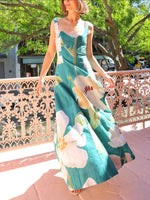 Floral Print Square Neck Maxi Dress - Ladyez