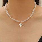 Pearl & Heart Pendant Necklace