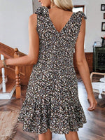 Floral Print Tie Strap Ruffle Hem Mini Dress