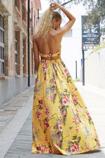 Halter Neck Split Dress - Ladyez